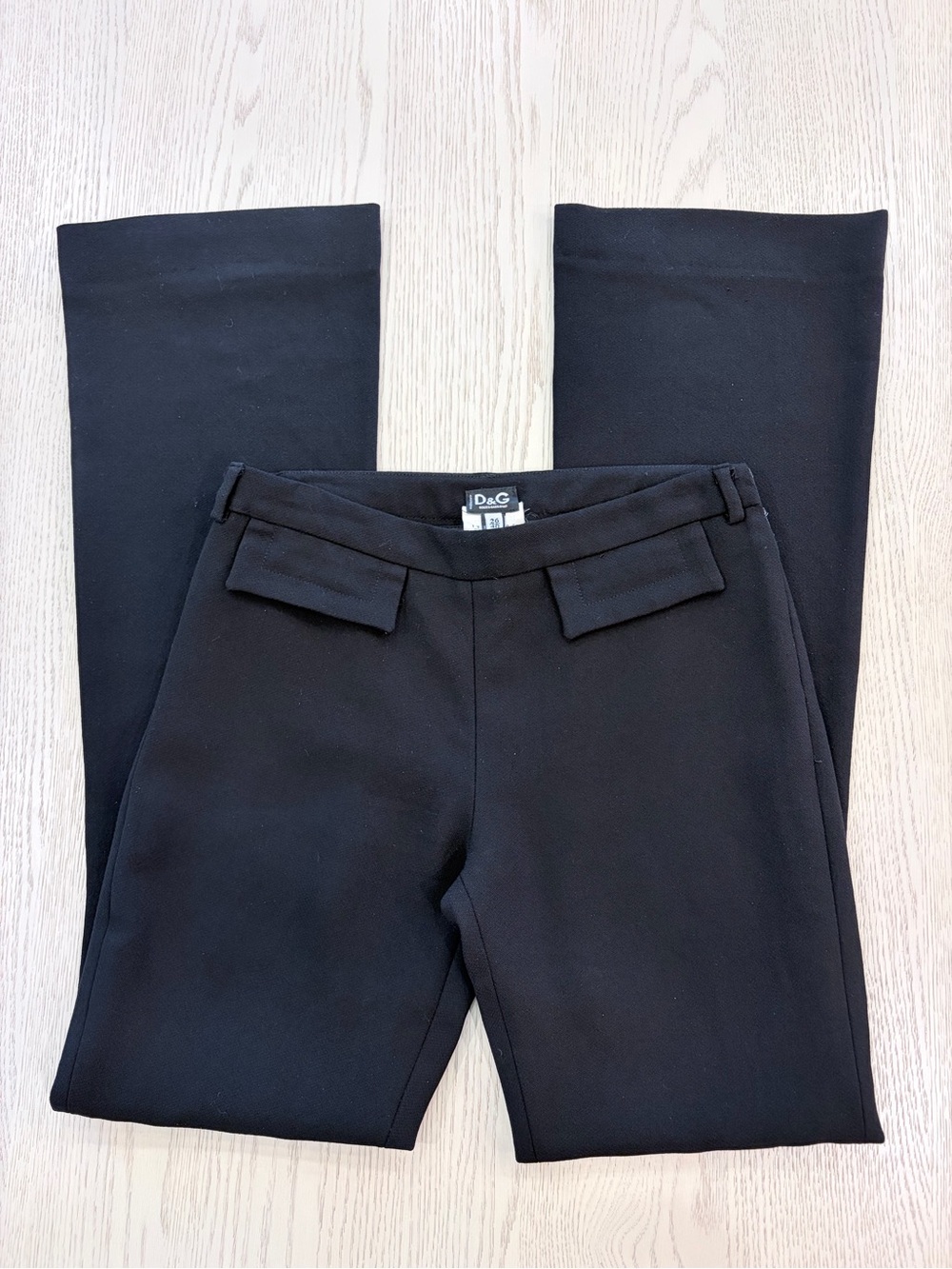 D&G Dolce & Gabbana Black Wool Flared Trousers Size 26 / IT 40